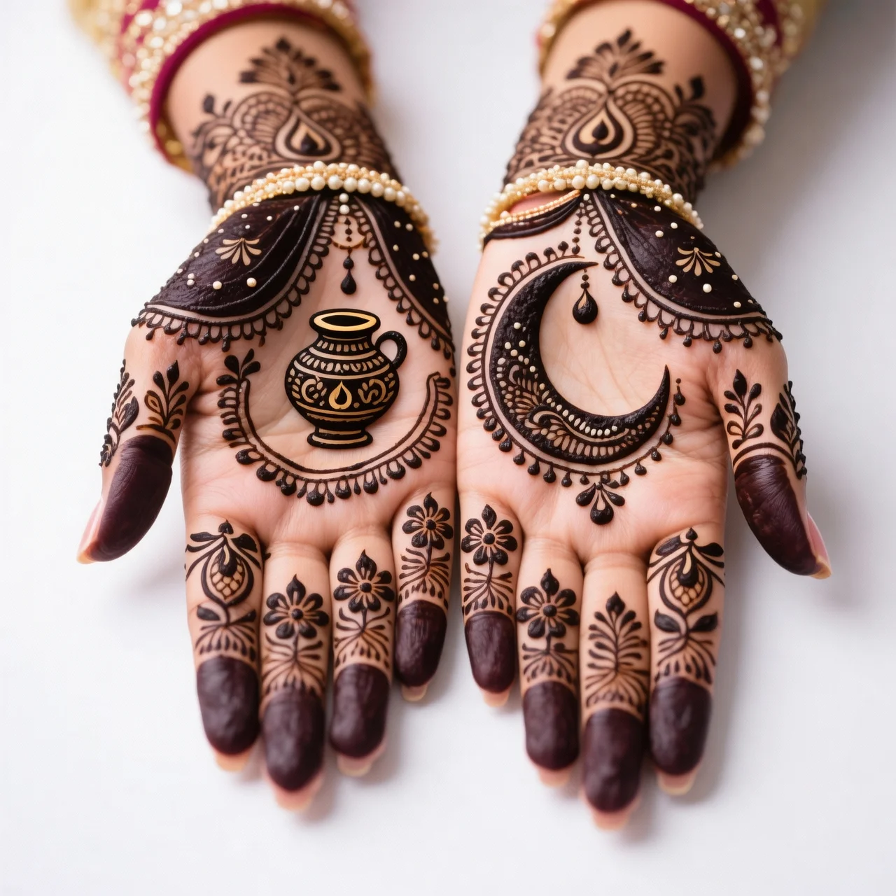 Trending Karwa Chauth mehndi design with elegant floral henna patterns
