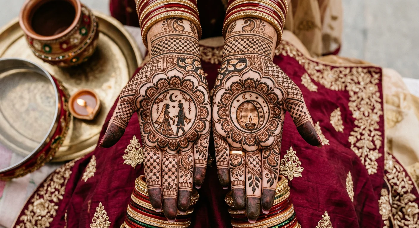 Latest Karwa Chauth mehndi design with elegant floral henna patterns
