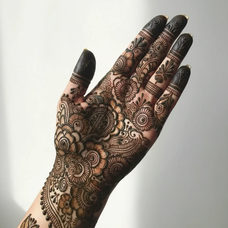 Latest artistic mehndi design with elegant floral and decorative henna patterns