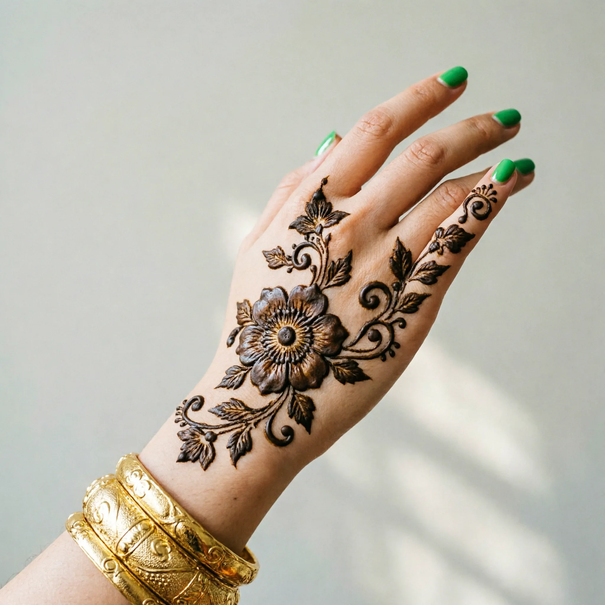 Latest beautiful mehndi design featuring intricate decorative henna artwork