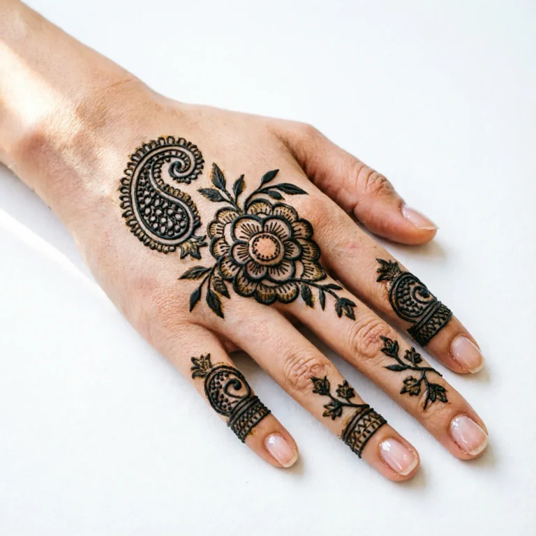 Beautiful new easy mehndi design featuring simple floral henna artwork