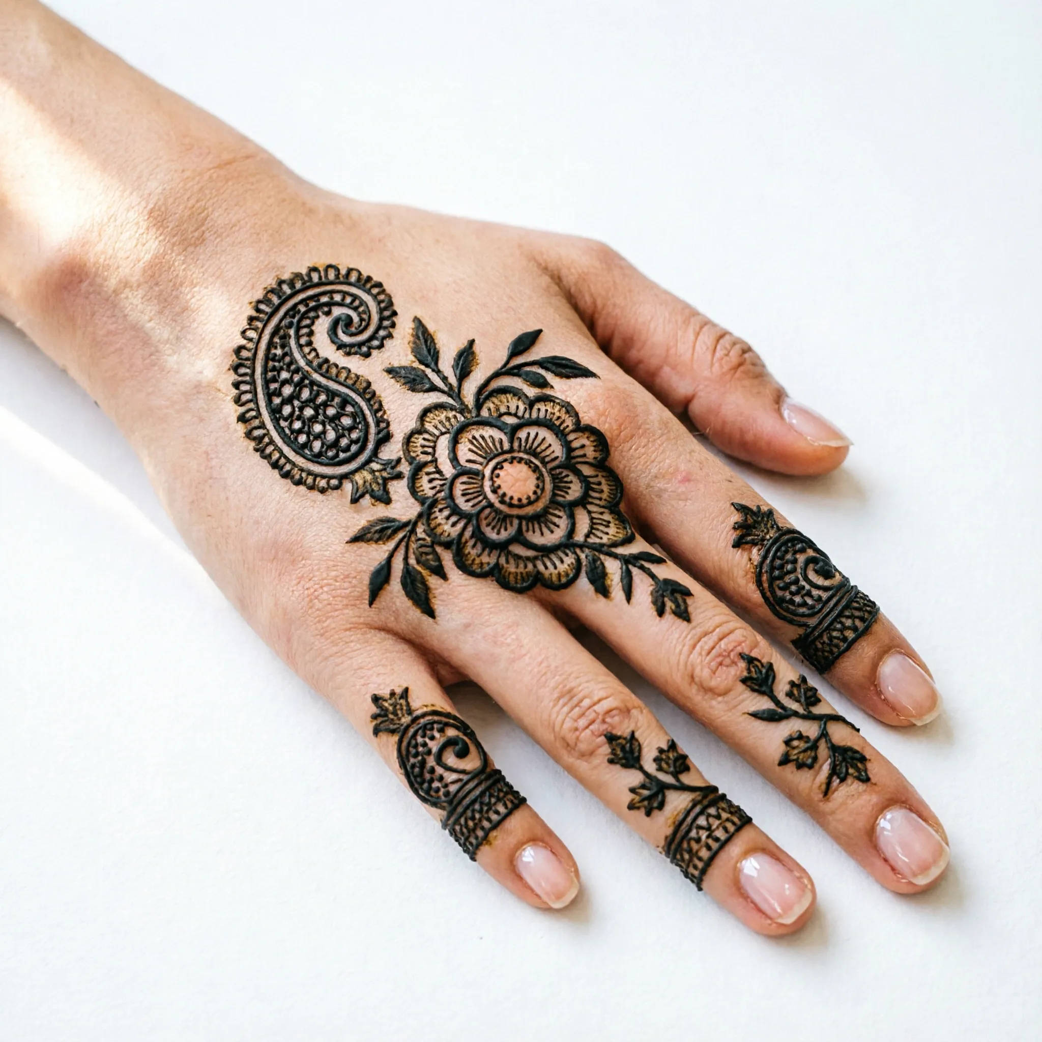 Beautiful new easy mehndi design featuring simple floral henna artwork