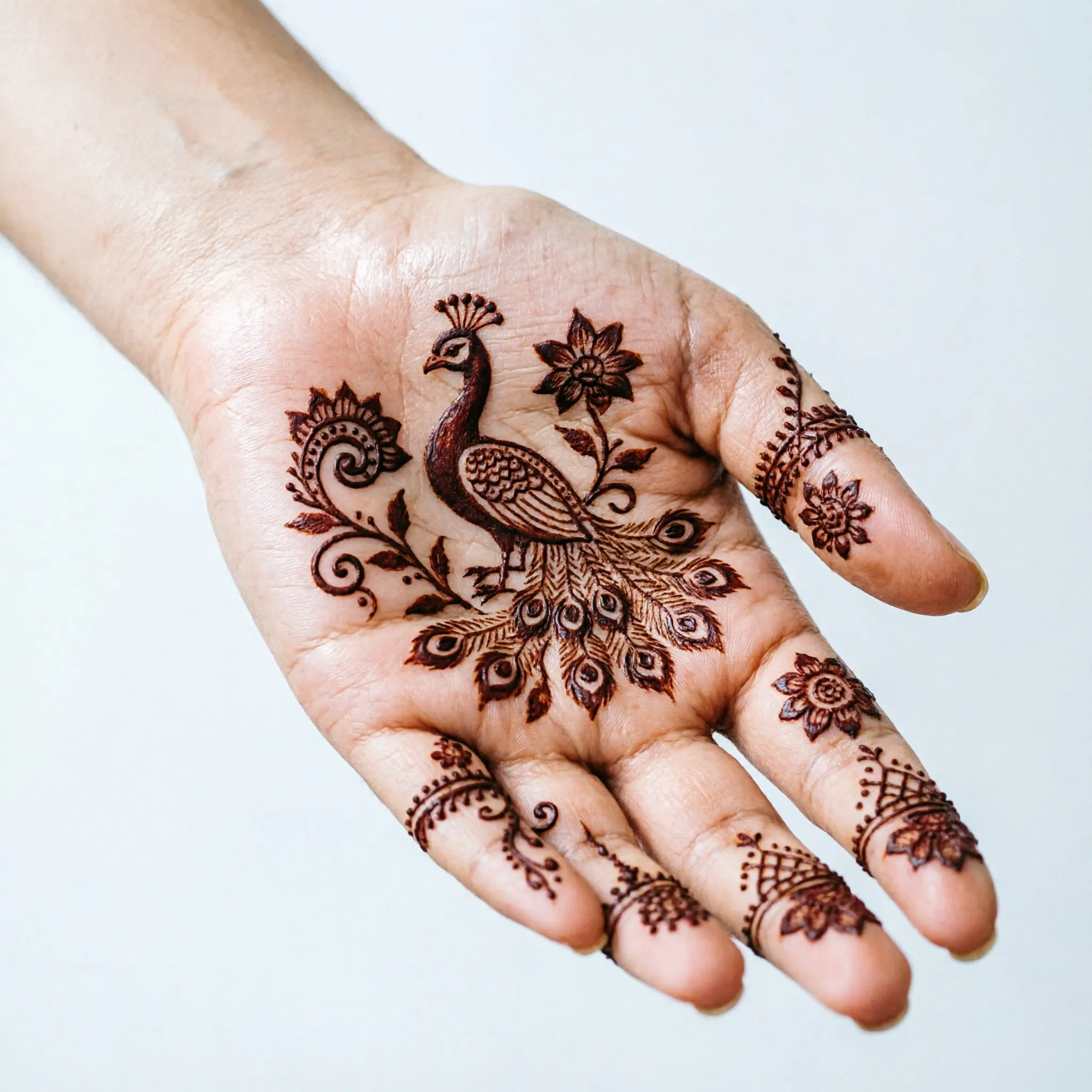 Trendy new mehndi design showcasing fashionable decorative henna artwork