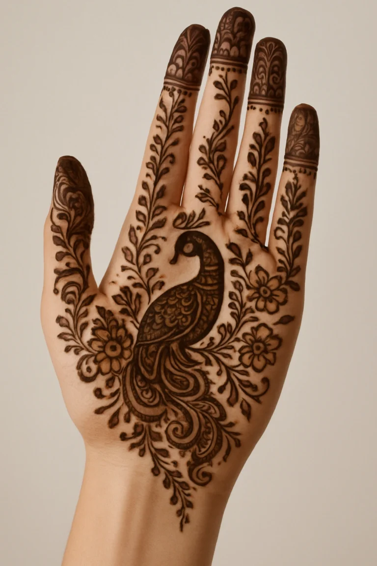 Latest floral front hand mehndi design with elegant flower henna patterns