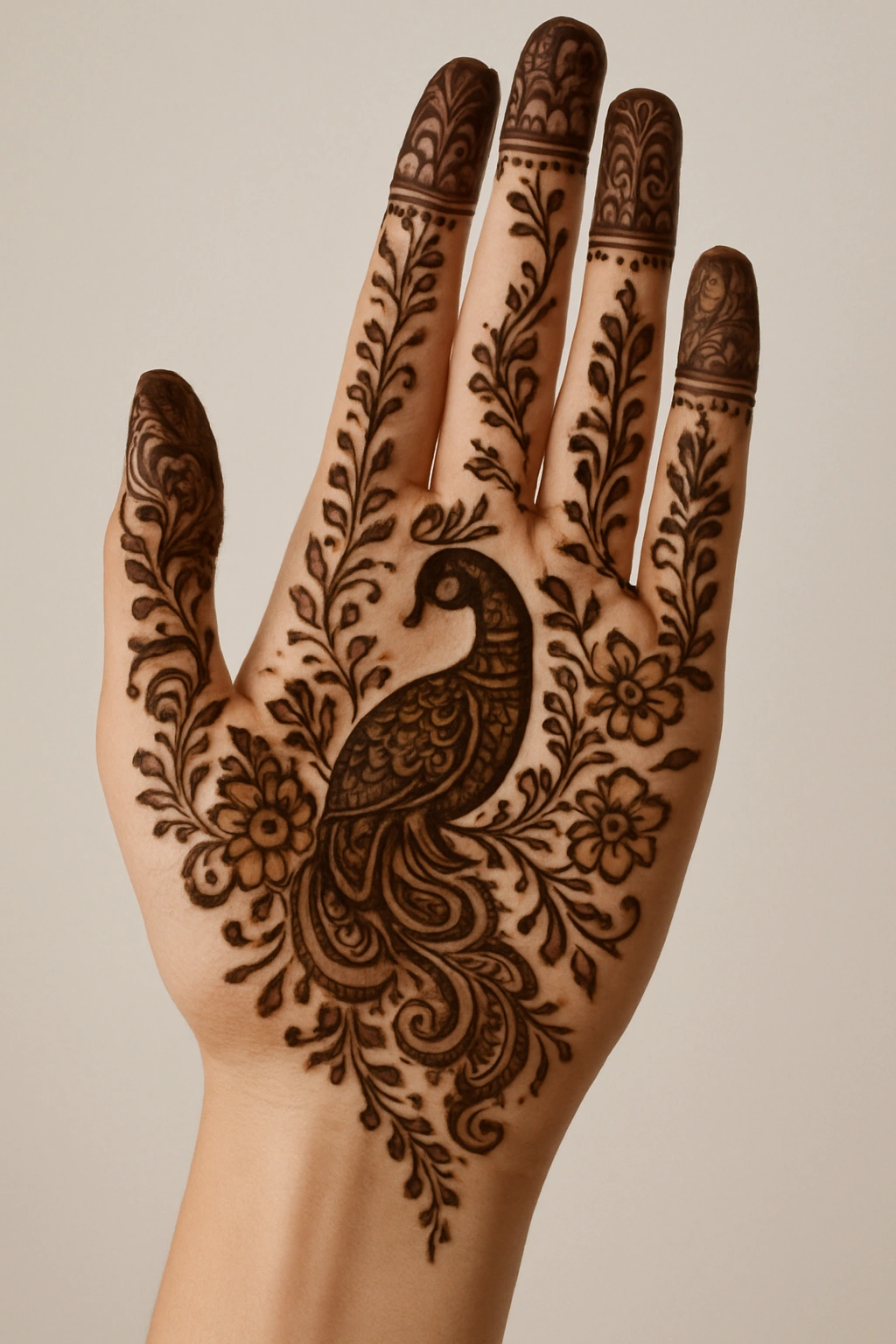 Latest floral front hand mehndi design with elegant flower henna patterns