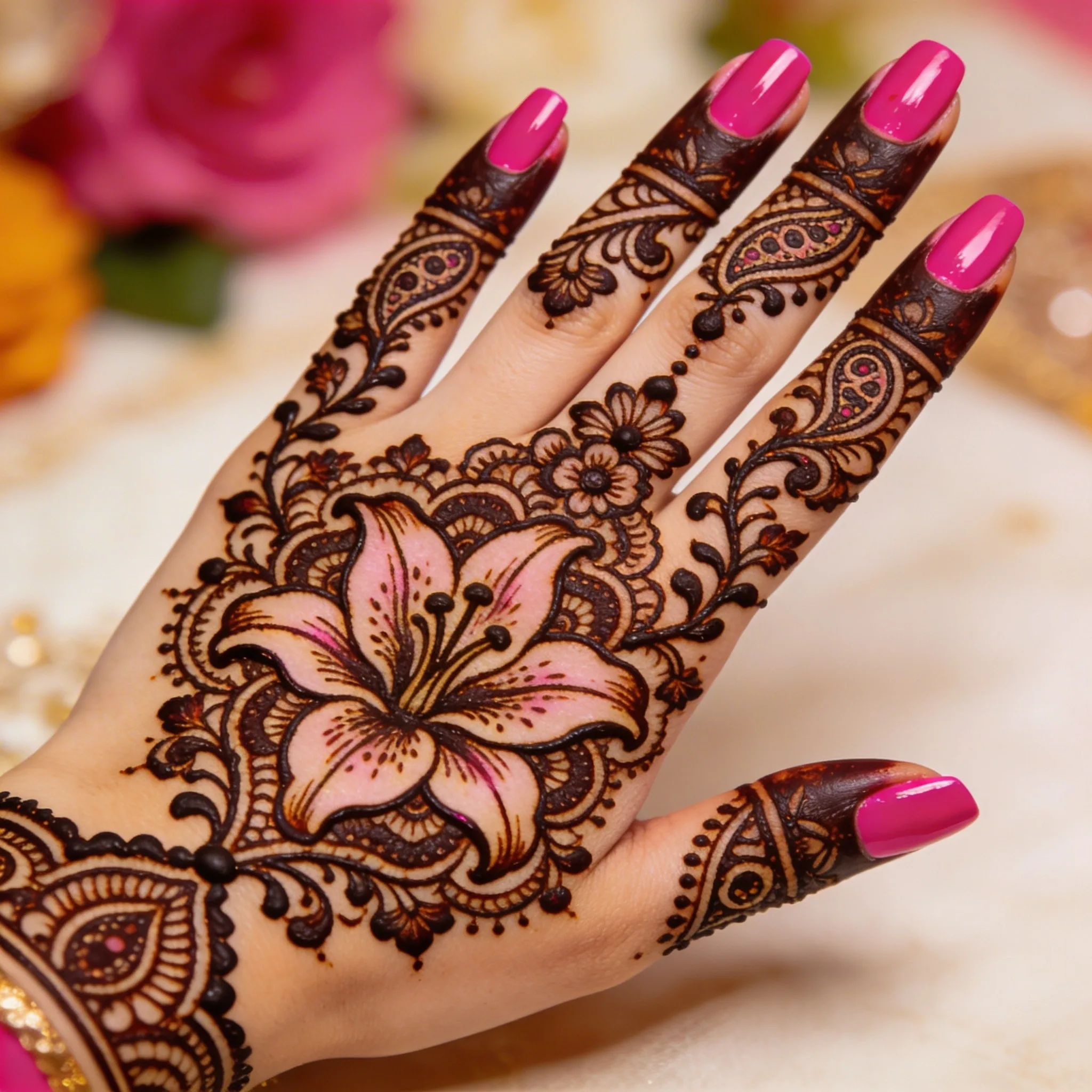 Stylish latest mehndi design 2026 for girls with beautiful floral henna artwork