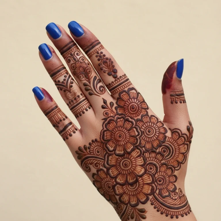 Latest new mehndi design with elegant floral henna patterns