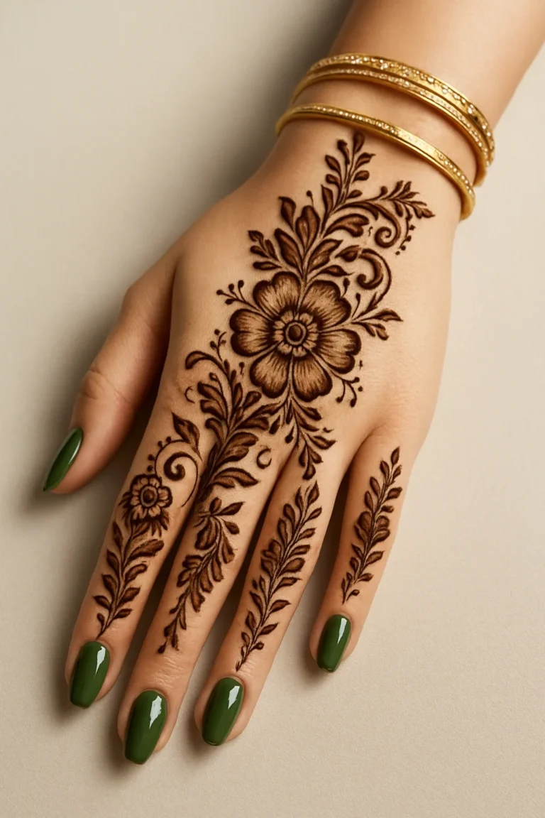 Latest masterpiece mehndi design with detailed flower and paisley henna artwork