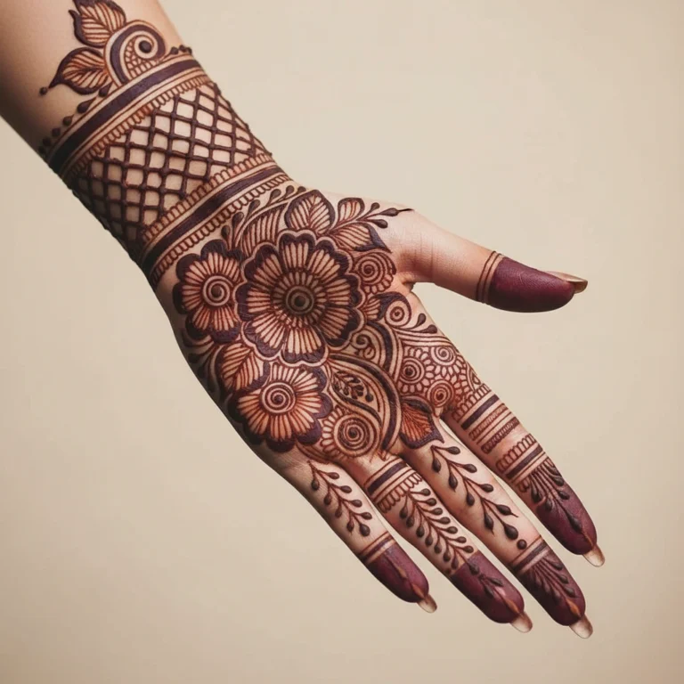New modern floral mehndi design with elegant flower henna patterns