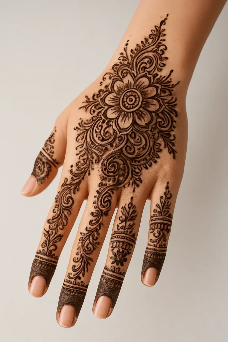 New stylish mehndi design with elegant floral henna patterns