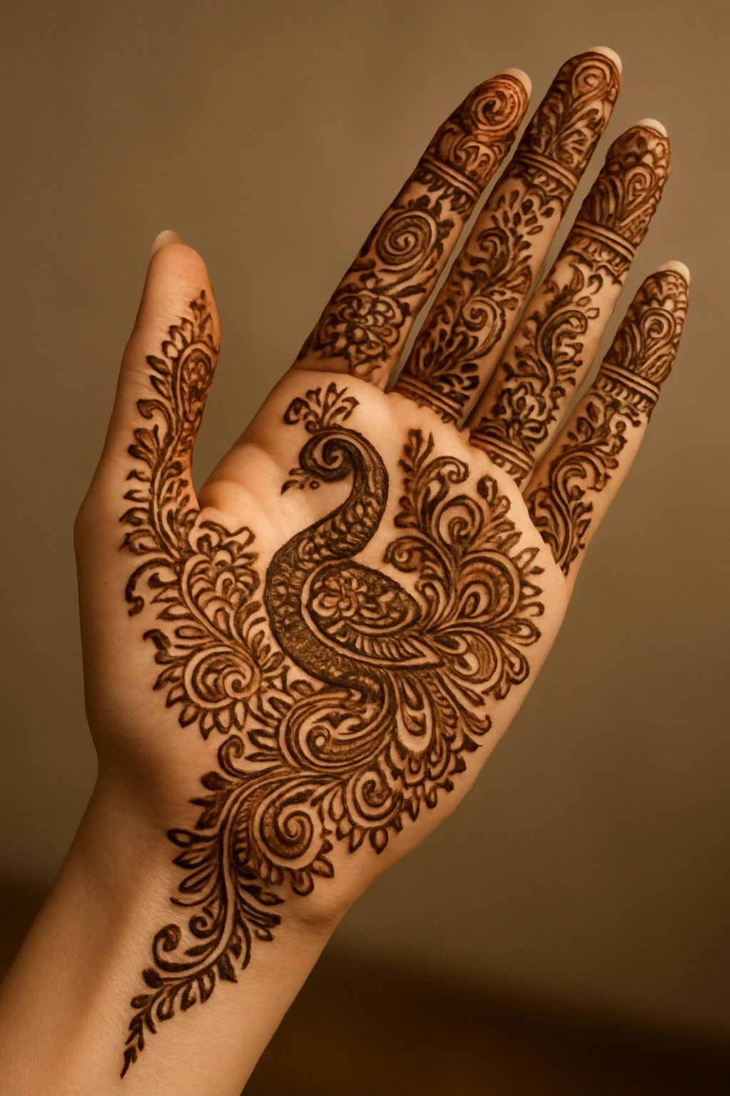 New traditional hand art mehndi design with elegant floral henna patterns