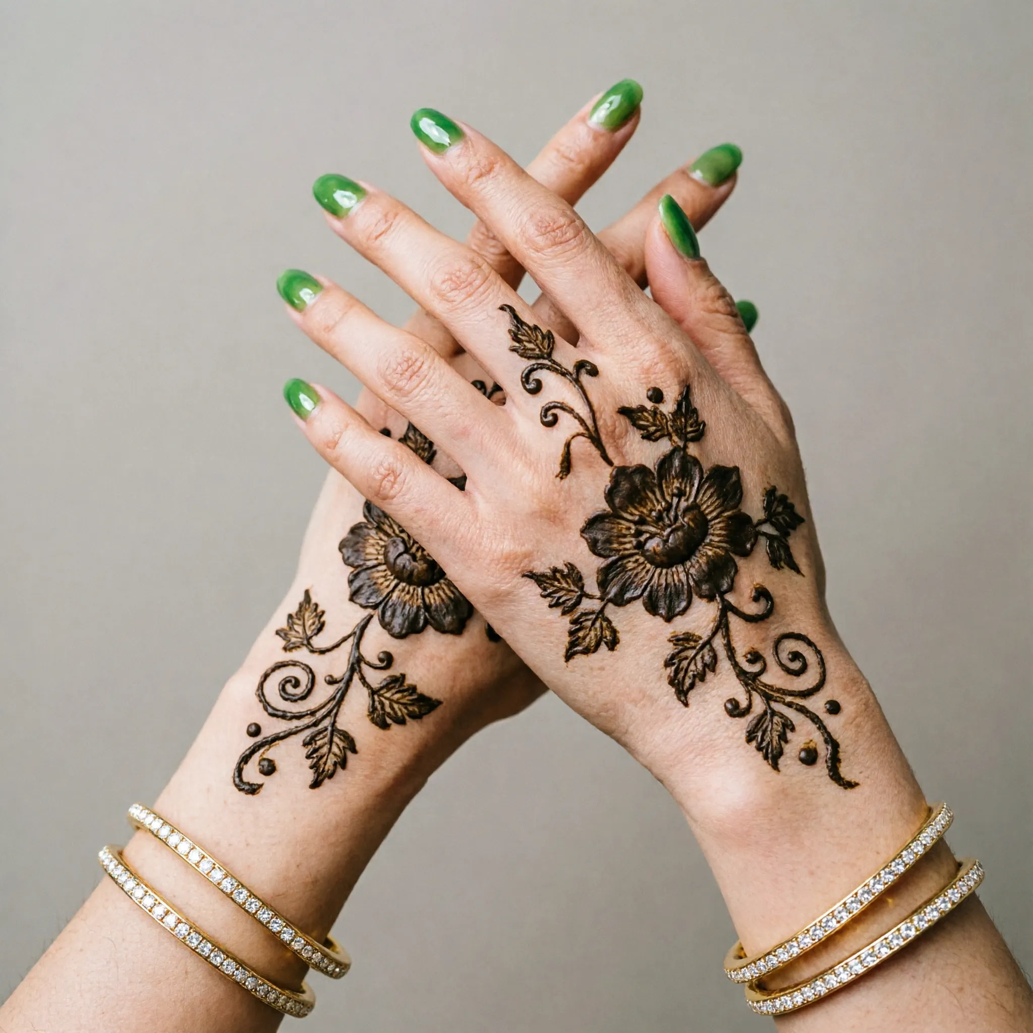 New trending pattern mehndi design with elegant floral henna artwork