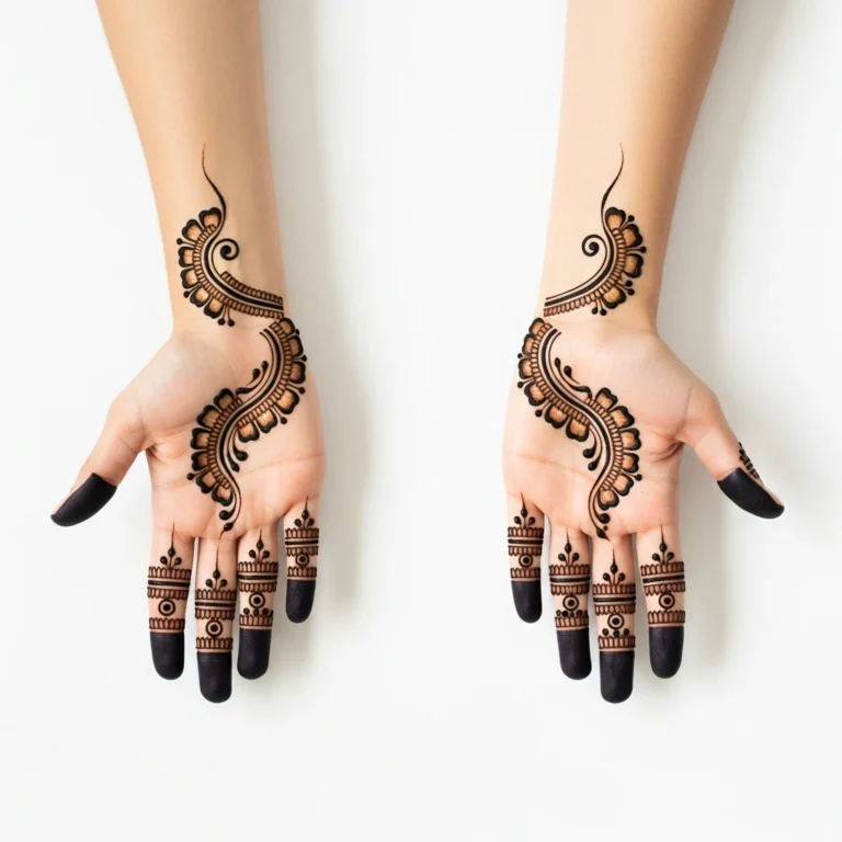 Beautiful simple mehndi design with elegant floral henna patterns