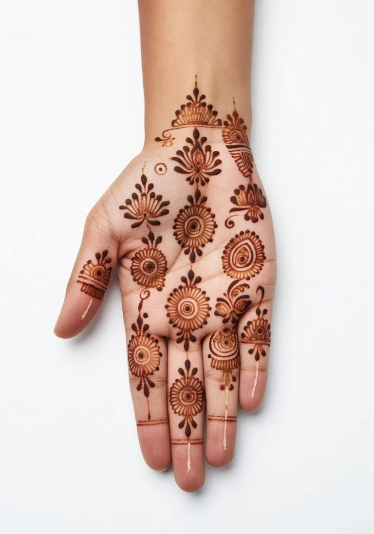 Modern simple mehndi design featuring artistic pattern and clean henna patterns