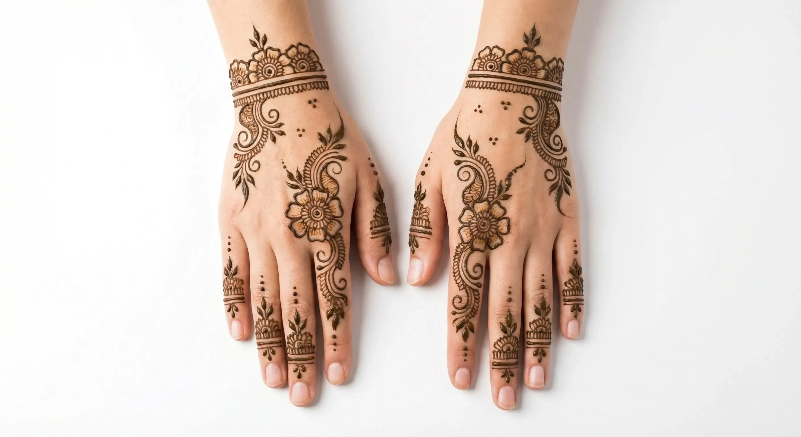 Simple elegant mehndi design with intricate floral henna patterns
