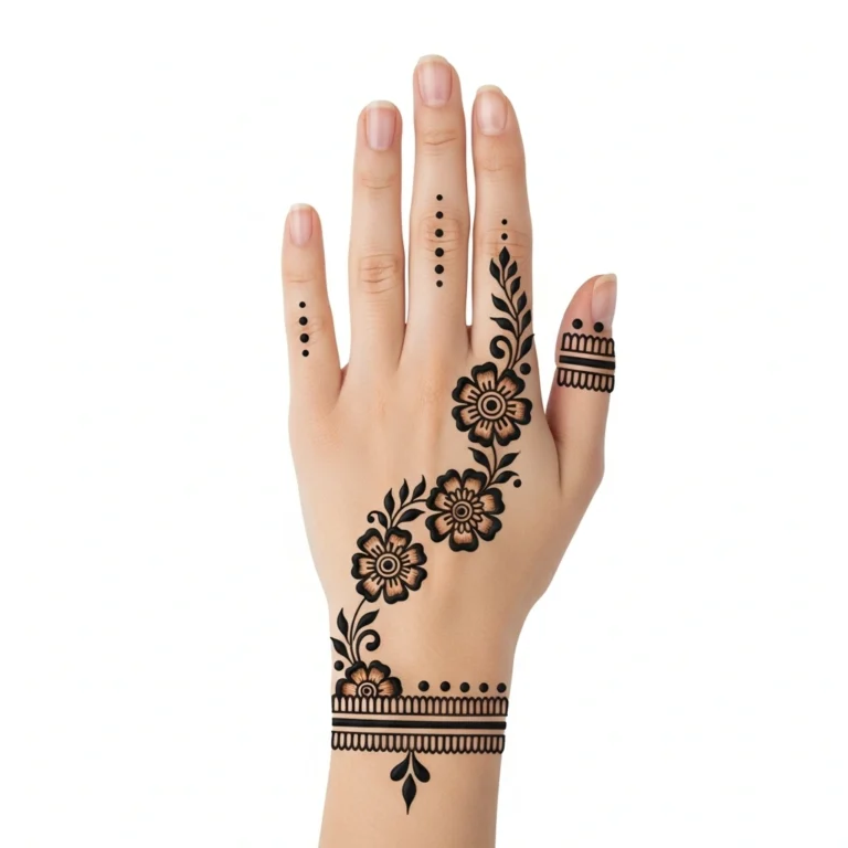 Simple mehndi design for beginners with elegant floral henna patterns