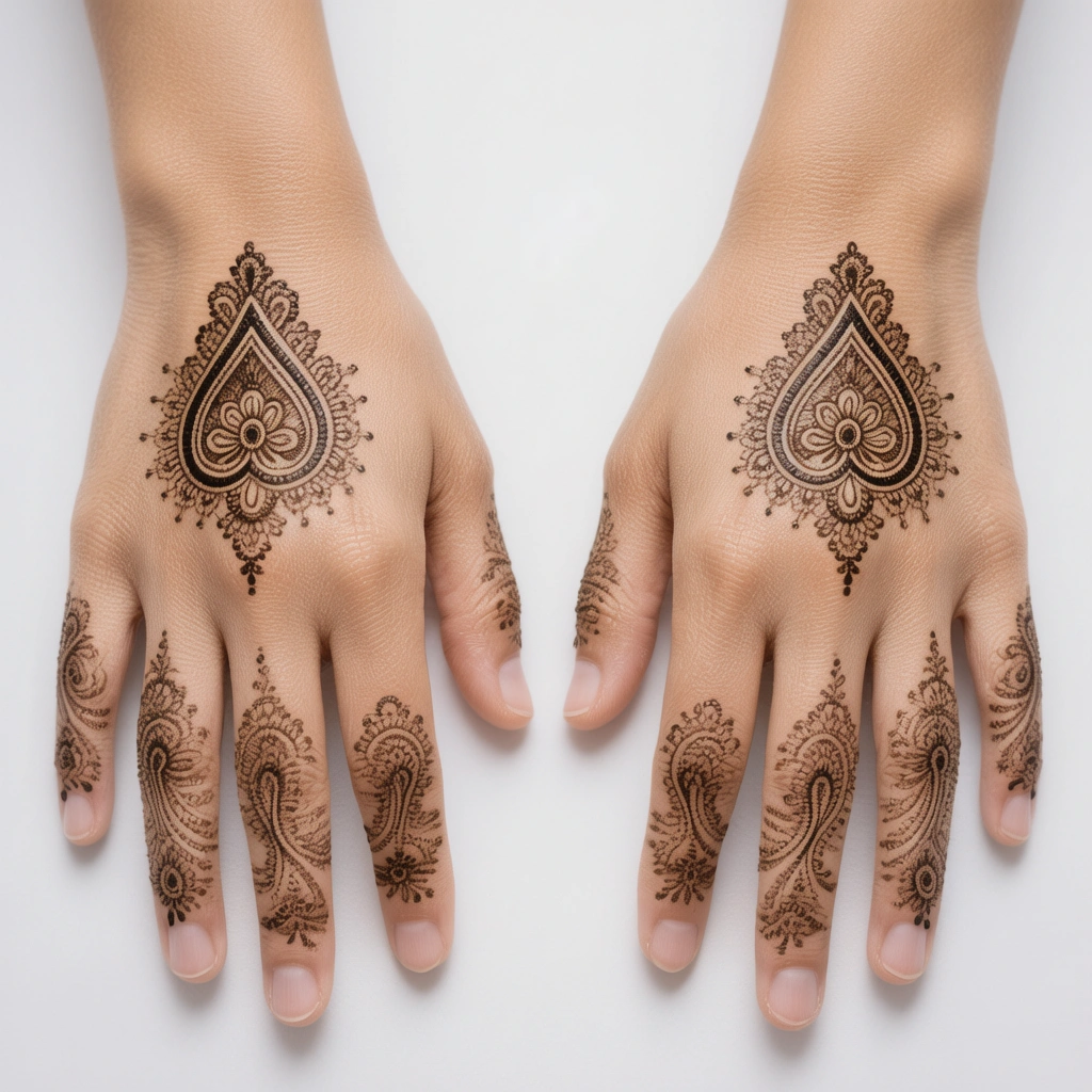 Simple full hand mehndi design with elegant floral henna patterns