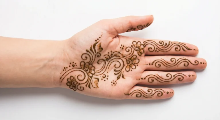 Simple hand art mehndi design with elegant floral henna patterns