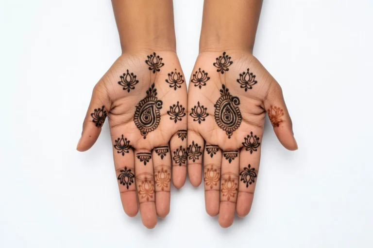 Simple hand floral art mehndi design with elegant flower henna patterns