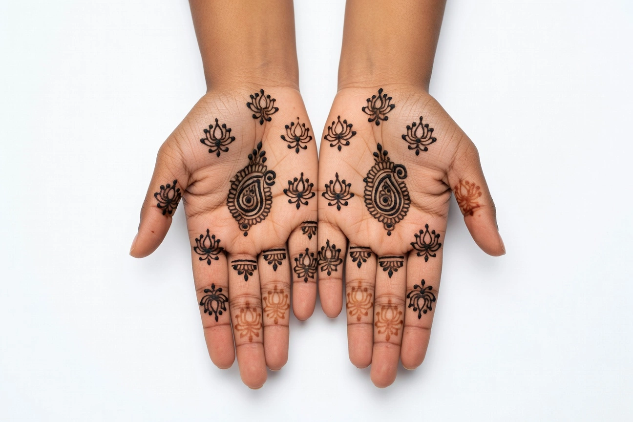 Simple hand floral art mehndi design with elegant flower henna patterns