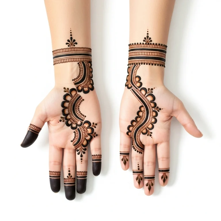 Latest simple mehndi design with elegant floral henna patterns