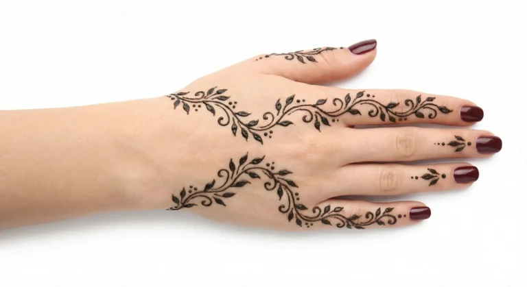 Simple leaf pattern mehndi design with elegant botanical henna artwork