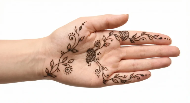 Simple light line mehndi design with elegant floral henna patterns