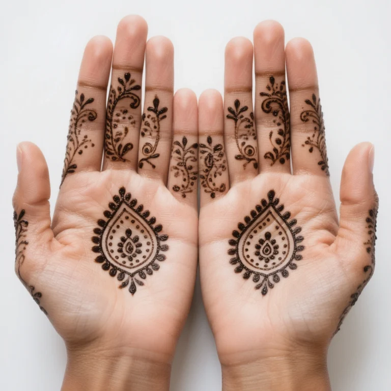 Simple mehndi art design with elegant floral henna patterns