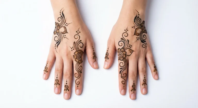Minimal simple mehndi design with elegant floral henna patterns