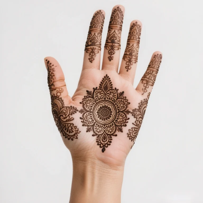 Simple modern floral mehndi design with elegant flower henna patterns