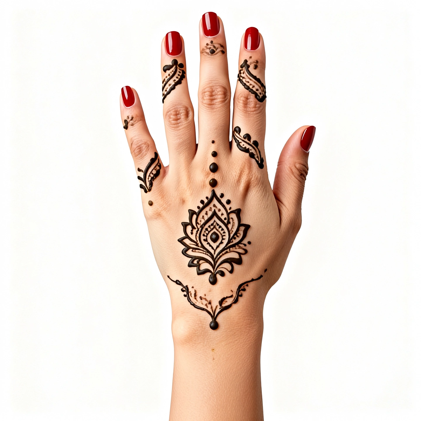Beautiful simple modern mehndi design featuring intricate floral henna artwork