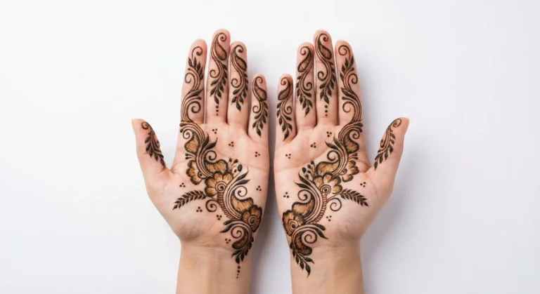 Simple rose pattern mehndi design with elegant floral henna artwork