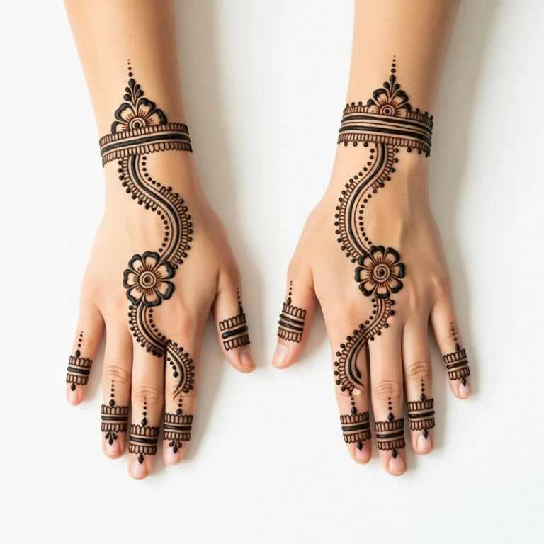 Trending simple mehndi design with elegant floral henna patterns