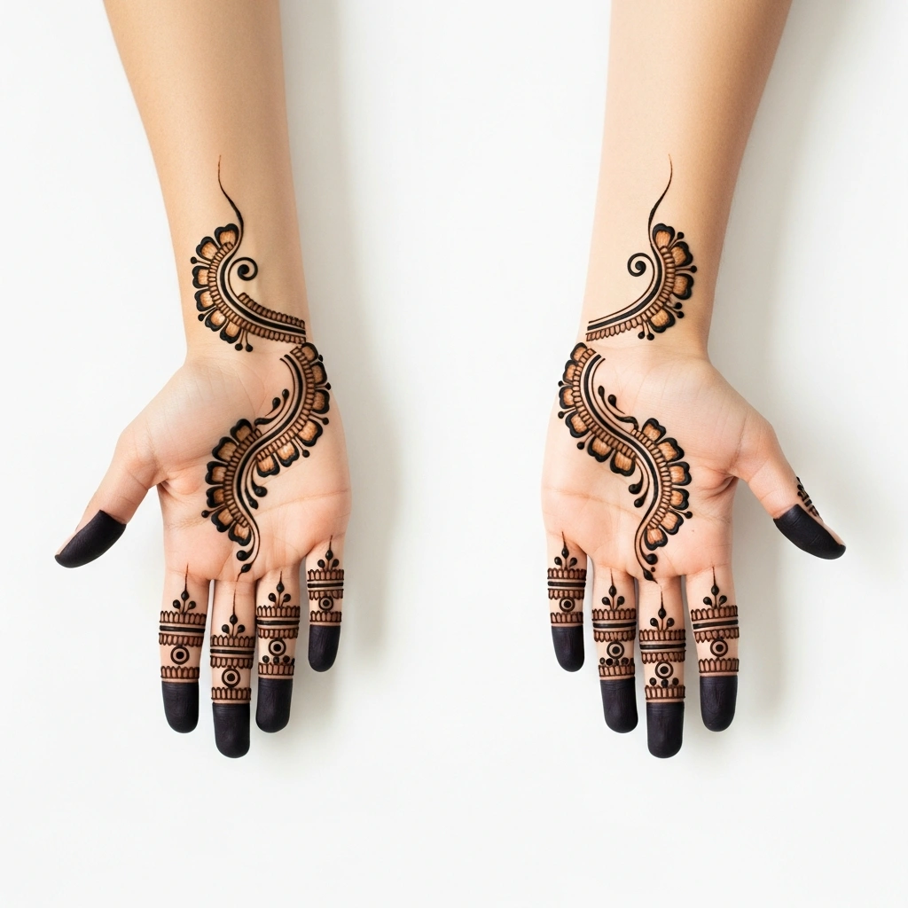 Beautiful simple mehndi design with elegant floral henna patterns